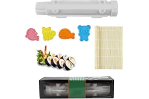 VicBou Sushi Kit, Machine à Fabriquer des Sushis, Sushi Maker Roller, DIY Sushi Maker Kit Complet,avec Rouleau à Sushi et Tapis en Bambou, Kit de Fabrication de Sushis pour DéButants