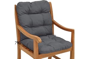 ‎BEAUTISSU Beautissu Niedriglehner Auflage 100x50x8 cm Flair NL Sitzkissen Niederlehner Sitzpolster Kissen Stuhl Polster Gartenmöbel niedrig Stuhlkissen Graphit-Grau