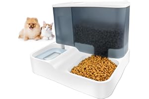Distributeur Croquettes Chat Automatique OBOVO, Distributeur Chat Automatique d'eau et de Nourriture par Gravité 3L 2-en-1 pour Petits Animaux (Bleu)