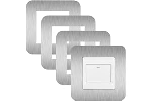 JJWNMLL 4 Pcs Light Switch Cover Plates,Light Switch Surround,Surround Single Light Switch Cover,Switch Sticker Cover,WallFor Home Wall Switch Decoration (Silvery, 3.38 Inch)