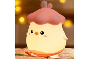 WOUKKSY Lampka Nocna LED Dziecięca Lampka Nocna z Możliwością ładowania dla Dzieci, Kawaii Silikonowa Ściemniana Lampka do Karmienia Przenośna Lampka Nocna dla Dzieci z Timerem, Sterowanie Dotykowe - Różowy