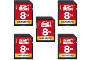 Gigastone 8GB SDHC Memory Card, Pack of 5 Cards, High Speed for Storing Photos, Videos, Music, Voice Files, Camcorder, Camera, Recorder, PC, Mac, Class 10