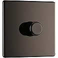 BG Electrical Intelligent Single Wall Dimmer Switch, 2 Way, Screwless Front Plate, Premium Flatplate, Black Nickel, 200W, FBN81