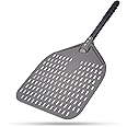 G.a HOMEFAVOR Perforated Pizza Peel, 12 x 14 Inch Rectangular Pizza Turning Peel, Professional Anodized Aluminum Turning Pizza Paddle, 26 inch overall