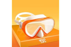 EXP VISION Maschera da snorkeling per bambini, panoramica a 180°, in vetro temperato, con protezione per il naso, per ragazzi e bambini, attrezzatura per immersioni, nuoto