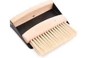 NASEOM Kleiner Besen und Kehrschaufel Reinigungsset, Mini Kehrblech und Handfeger Besen, Tragbares Tischplatten Bürsten Set zum Reinigen von Tisch, Staub, Schmutz (Holz)