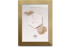aFFa frames, Hekla, Portafoto in MDF, Facile da pulire, Rettangolo, Con vetro acrilico frontale, Oro, 18x24 cm