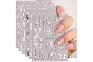 ‎CHARFIA Nagelsticker Selbstklebend, 6 Blatt 5D Nail Art Sticker, Blumen Nagelaufkleber, 5D Stereoskopisch Nagelsticker Nagel Stickers Nageldesign Nagelfolie Selbstklebend Nagelfolien für DIY Nagel Dekoration