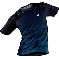 JJ TEES Polyester Half Sleeve Jersey with Round Collar and Digital Print All Over for Men (Color: Dark Blue and Light…