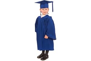 EVS EVESS Childrens' Graduation Gown with Matching Hat & Tassel - (Ages 3-5) Matte Finish … (Royal Blue)