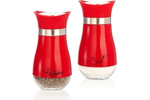 CCHONG 2 Piezas Saleros de Cocina con Tapa de Madera de Bambú Salero y Azucarero Cocina Salero y Pimentero Portátiles Gadgets Cocina Menaje de Cocina (Rojo)