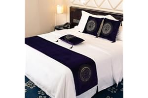 QRGMKL European Style Bed Runner Hotel Bed Scarf Bedspreads Coverlets Luxury Bed Runners and Matching Cushions Bedroom Bedding Protector-Dark Purple||2 Pillowcases(30X50cm)