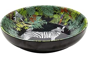 Les Jardins de la Comtesse - Cuenco hondo en melamina pura - Por Pasta y Sopa - Selva - 3L / Ø 25 cm - Negro y verde - Cuenco decorado interior - Vajilla cuasi irrompible MelARTmine