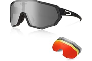 ‎QUESHARK Queshark Sportbrillen Fahrrad Brillen Damen Herren Polarisierte UV400 Schutz mit 5 Wechselgläser Radbrillen für Outdoor-Sport Radfahren Motorradfahren Laufen Angeln Golf