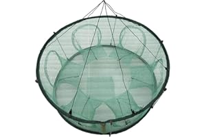 AUSUKY Trampa de pesca con 6 agujeros para peces de río y camarones de malla plegable de nailon para cangrejo