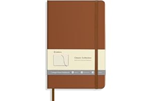Comix Carnet ligné 240 pages, 14 x 21,1 cm, A5 à couverture rigide, carnet classique ligné pour écrire, marron