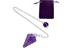 Tibapla Pendolo Ametista, Pendolo di Cristallo, Pendolo di Cristallo di Ametista Guarigione, Pendolo di Cristallo con Ametista Naturale, Pendolo di Cristallo di Ametista Guarigione Meditazione Chakra