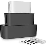 STARVAST Cable Management Box |Set of 3 Black and White Large Desk Cable Tidy Box | Large TV Cable Wire Extension Box Organis