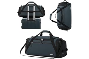 FIORETTO 43L Mens Sports Gym Bag with Wet Pocket & Shoe Compartment, Travel Duffle Bag Overnight Bag with Padded Shoulder Strap, Water-Resistant Holdall for Swimming, Basketball, Football Grey