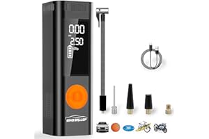 WindGallop Car Tyre Inflator Air Compressor Car Tyre Pump 12v Electric Tyre Pumps for Cars Air Pump with Tyre Pressure Gauge and Inflator Small Car Pumps for Tyres Valve Adaptors (Orange)
