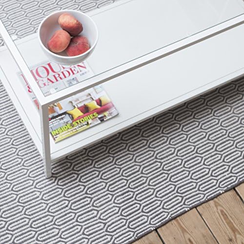 Scandinavian washable grey patterned woven cotton rug - large rug, 170cm x 230cm