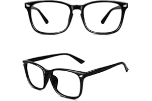 GQUEEN Hornbrille Brille Ohne Stärke Fake Brille Nerdbrille Damen Herren UV400,PE2
