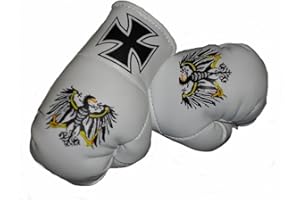 Sportfanshop24 Mini Boxhandschuhe EISERNES Kreuz/PREUSSEN Adler, 1 Paar (2 Stück) Miniboxhandschuhe z. B. für Auto-Innenspiegel