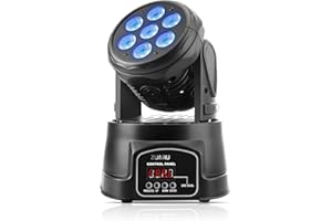 ZU&RU DJ Lights Moving Head, 70 W RGBW Mini Stage Lights Moving Head, DMX DJ Disco Lights Sound Activated, Mini Moving Heads Wash Light for Christmas, Party, Club, Concert, Wedding, Disco Events..