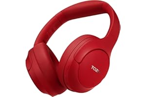 TOZO HT2 Hybrydowe bezprzewodowe słuchawki Bluetooth z aktywną redukcją szumów, 60-godzinny czas odtwarzania, niestandardowy korektor dźwięku Hi-Res przez aplikację, głębokie basy, ciemnoczerwone