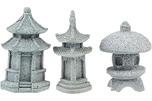 Happyyami 3 Pz Mini Statua di Pagoda Statuette in Miniatura Lanterna di Pagoda in Pietra Statue da Giardino Stile Giapponese Decorazione Asiatica in Miniatura per Giardino Zen Acquario Bonsai