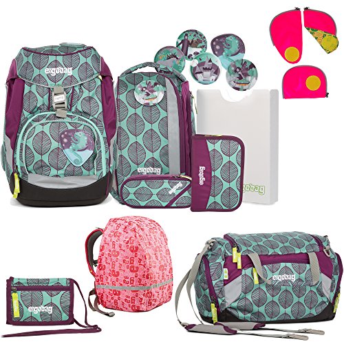 Preisvergleich Produktbild Ergobag Pack ZauBärwald Schulrucksack-Set 6tlg + Sporttasche + Brustbeutel + Regenhaube Pink + Sicherheitsset Pink