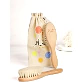 100% Natural Goat Hair Baby Hair Brush (Newborn) with MAR'LE Mar