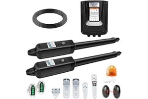 TOPENS KD702 Dual Swing Gate Opener Light Duty Automatic Gate Motor for Double Swing Gates Up to 3.6m per Arm, Electric Driveway Gate Operator AC Powered with Remote Control, Beacon and Photo Sensor