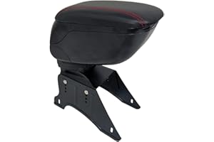 AB1 flexzon Universal Car Armrest Arm Rest Centre Console Red Stich leatherette Soft Cushion