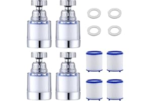 YDYSAA filtro acqua rubinetto 4 Pezz filtro anticalcare rubinetto filtro calcare rubinetto filtro rubinetto cucina 360° Rotante Filtro Acqua Rubinetto Con 4 Elementi Filtranti per Casa, Cucina, Bagno, Lavand