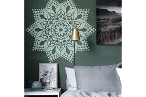 壁涂鸥 BACKGROUNDTURNOVER 40cm Mandala Round Flower Lotus Pochoirs Pochoirs Modèle De Mandala Peinture Réutilisable Grand Pour La Décoration Modèles De Modèles De Peinture De Carreaux De Sol Murs Grands À La