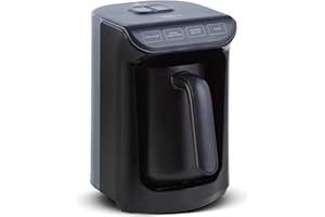 ‎KARACA KARACA Hatır Roast Türkische Kaffeemaschine Glänzend Schwarz 5 Tassen Kapazität Viel Schaum, 535W, Sprachwarnsystem, Lichtwarnsystem, Messlöffel, Einfache Reinigung