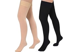 Evolyline 2 Paar Medizinische Kompressionsstrümpfe Damen & Herren 20-30 mmHg, Klasse II Oberschenkel Lang Stützstrümpfe Kompressionssocken für Flugreisen Abgestufte Unterstützung bei Krampfadern