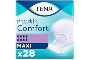 2 x TENA Comfort Maxi Absorbent Incontinence Pads - Dry Feel, Large Shaped Pads (2400 ml) - Pack of 28