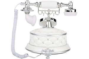 Garsent Vintage Schnurtelefon, Metall Nostalgietelefon Retro FSK/DTMF Festnetz Schnurgebundenes Telefon mit Zeit Display für Tischdeko