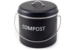 Hanseküche Komposteimer Küche 5L – Hochwertiger Mülleimer, Abfalleimer für Biomüll mit 2X Aktivkohlefilter – Geruchsarmer Biomülleimer mit Deckel und Henkel