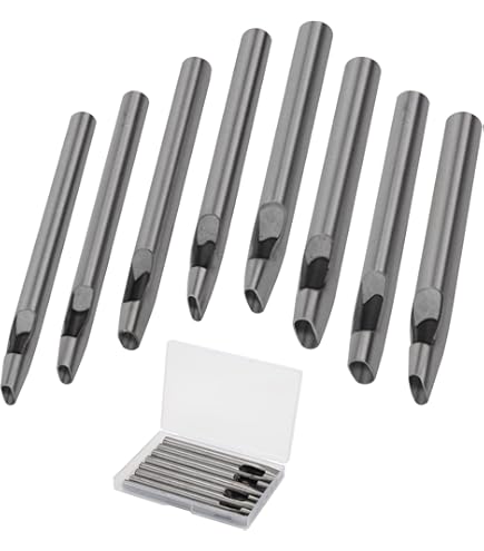 QWORK® 12 Pezzi Punzone Ovale Per Pelle, Set Di Strumenti Per Pelle, Punzone Per Fori Cavi Per Pelle, Per Artigianato In Pelle E Progetti Fai-da-te
