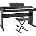 Gear4music DP-6 Pianoforte Verticale Digitale 88 Tasti Pesati con Support Mobile