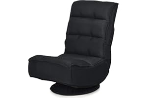 GIANTEX Sillón de suelo giratorio 360°, respaldo ajustable en 5 niveles, sofá de suelo acolchado plegable, silla de meditación perezosa soporta hasta 120 kg, sillón de juego, sofá perezoso (negro)