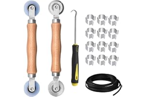 BAYTORY Upgrade Window Screen Repair Kit, Steel/Nylon Roller Tool with Bearing, Spline Removal Hook, 32ft Retainer Spline and 12pcs Screen Clips Replacement for Installing Door Mesh Screens