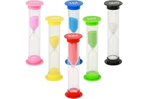 Sand Timer for Kid, ZKSMNB Plastic Hourglass, Sand Glass Toy Sand Clock 30sec / 1min / 2mins / 3mins / 5mins / 10mins for Kitchen, Office, School and Brushing Teeth (6 PCS)