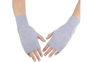 DWE Cashmere Fingerless Gloves - Winter Thermal Women's Mittens With Thumb Hole - Wrist Warmers Christmas Gifts for Girls Ladies