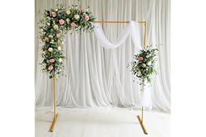 LIGHTAKAI Arche de mariage - 2 m x 2 m - Carré amovible - Arche de mariage - Cadre floral décoratif pour fond de fête de mariage (doré)
