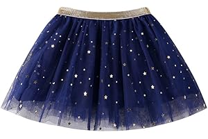 ZEELIY Tulle Sequined Mini Skirt for Girls, Retro 50s Pleated Ballet Skirt, Short Elastic Dance Petticoat, Princess Tutu Skirt, Carnival/St. Patrick's Day Special Costume