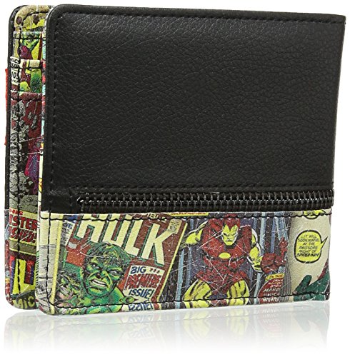 BB Designs Europe Limited Unisex-Adult Retro Comic Red Wallet With Outside Zip Wallet Black (Black)